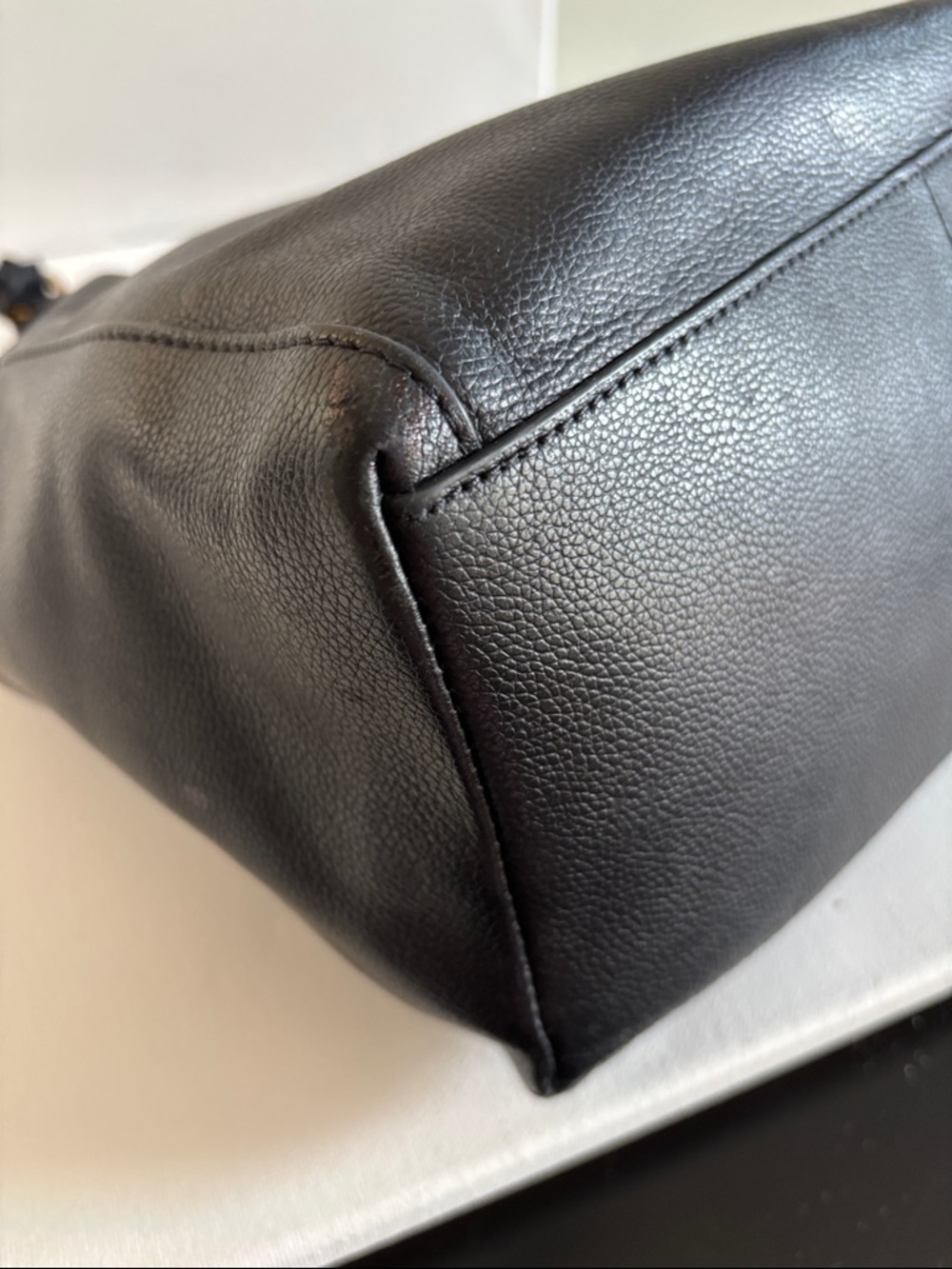 Fossil Black Leather Tote with Gold Accents - Picture 6 of 16